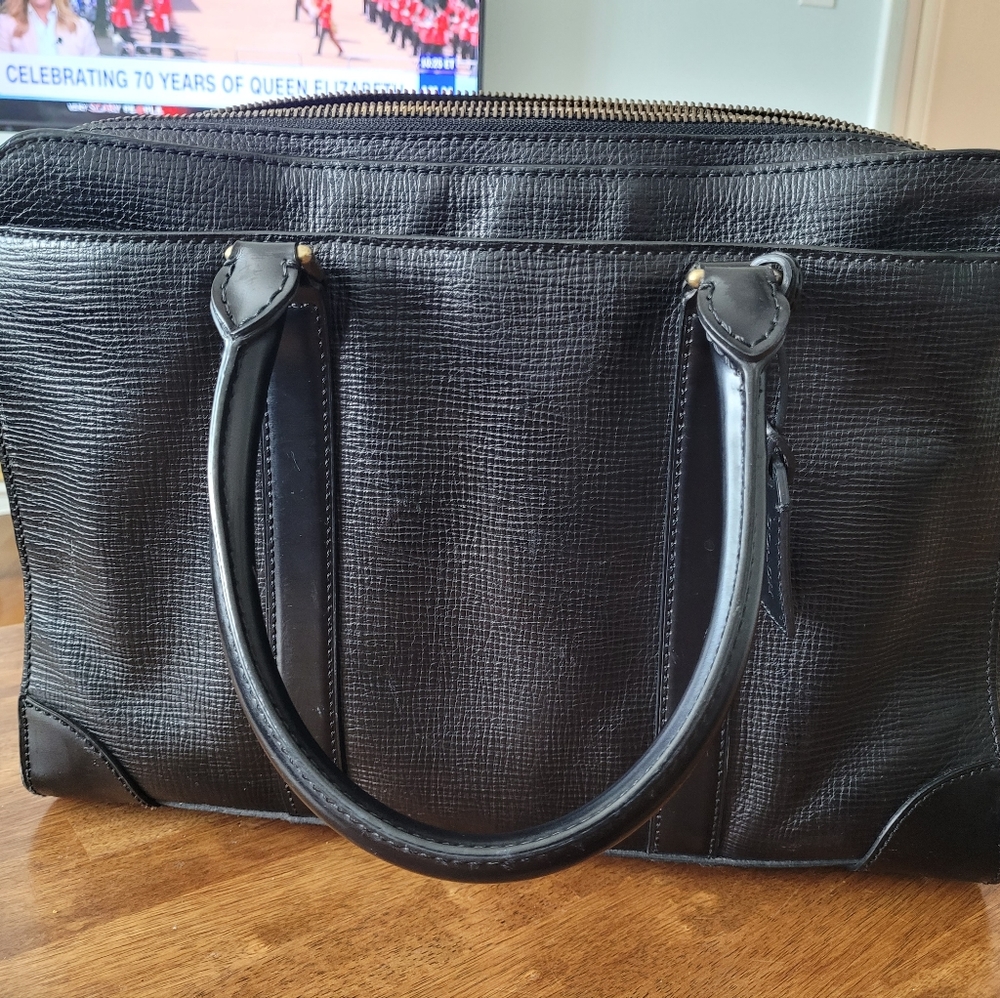 EUC Vintage Coach Metropolitan Commuter Double-zip Briefcase, black and brass - Picture 6 of 10